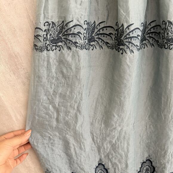 Lapis Anthropologie Dress One Size Maxi Blue Smocked Organza Boho Strapless - Picture 3 of 16